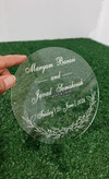 کارت عروسی دایره ای جنس پلکسی تایوانی ( سایز ۱۵ سانتی)