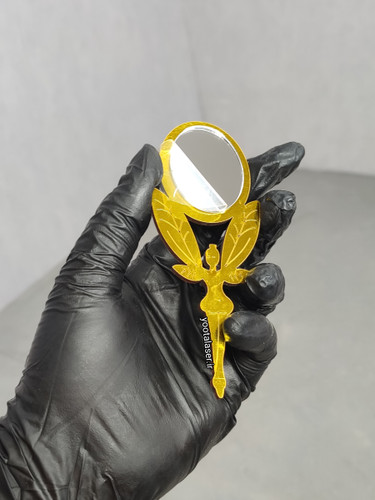 آینه دستی آنجل کوچک جنس چوبی روکش طلائی ( بسته ۱۰ عددی )